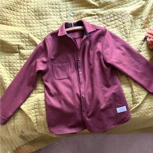 Anián ‘Modern Melton’ Brick Red Burgundy Wool Button-Down Shirt